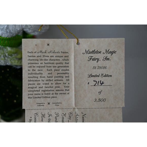 Mark Roberts Mistletoe Magic Fairy Limited Edition 51-85892 18" #714/3500 - Picture 14 of 16
